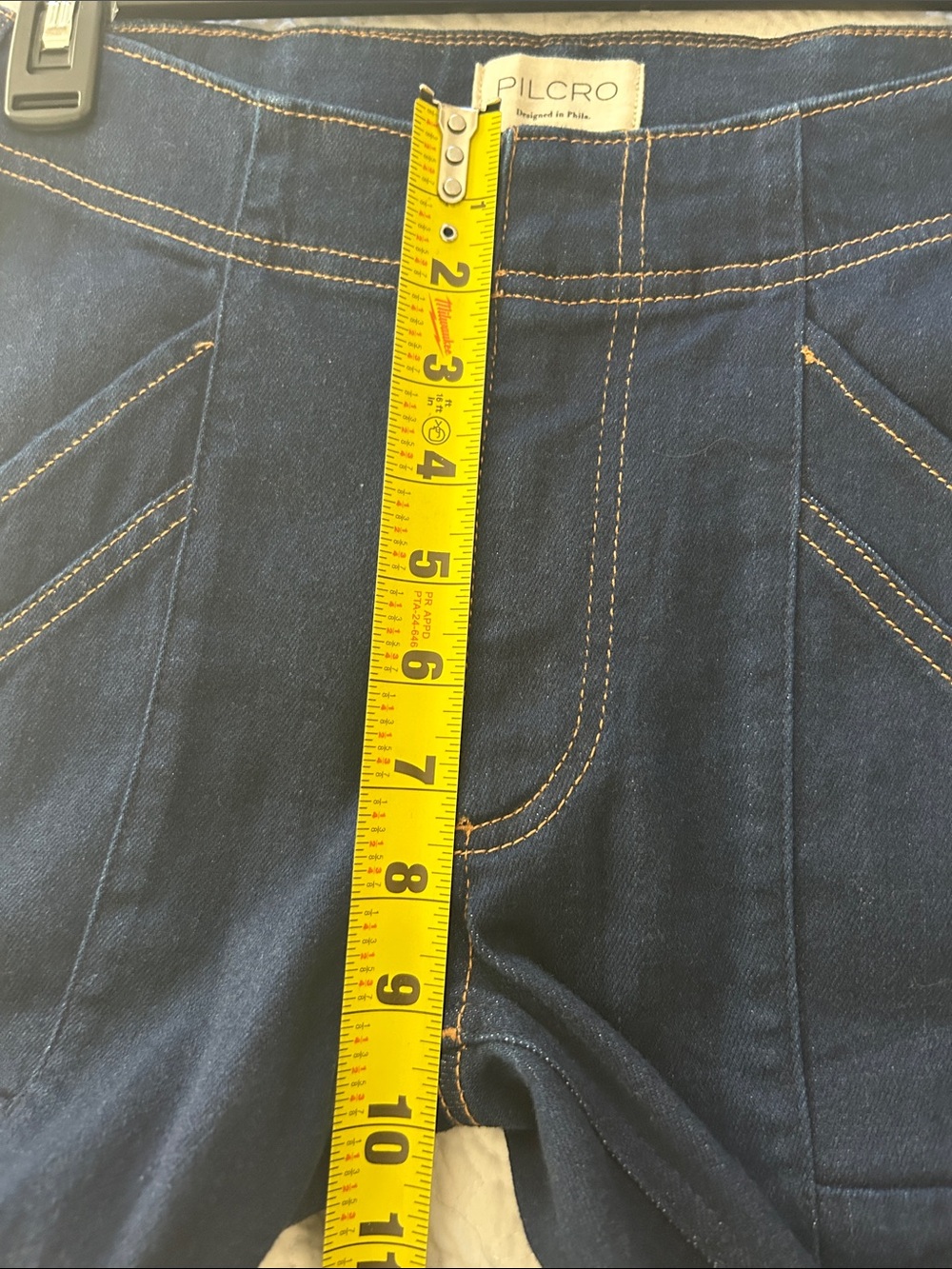 Anthropologie Pilcro Indigo Puddle Mid-Rise Flare Jeans with Contrast Stitching - Picture 13 of 14